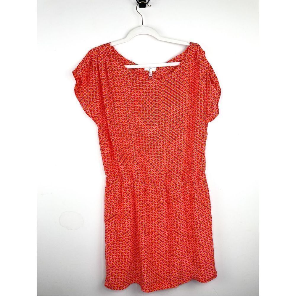 NEW JOIE Geometric Boho Print 100% Silk Dolman Sleeve Blouson Beachwood Dress Si